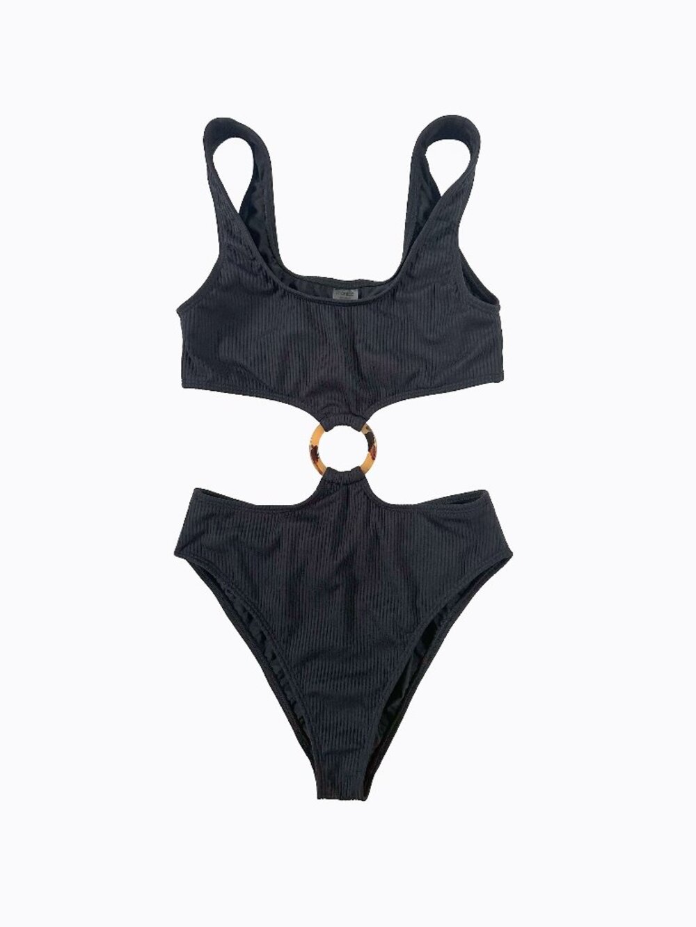 Montce Swim Black Rib Ky Cutout One Piece Swimsuit L Resortwear Luxury Vacation